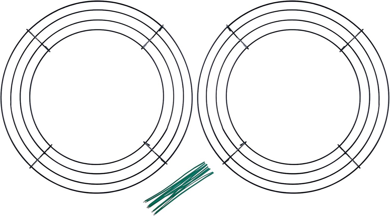 Pack of 2 Wire Wreath Frame (10 Inch) – Round Metal Wreath Form for Crafts & Floral Decorations on Weddings Christmas Home Party Celebrations, Dark Green